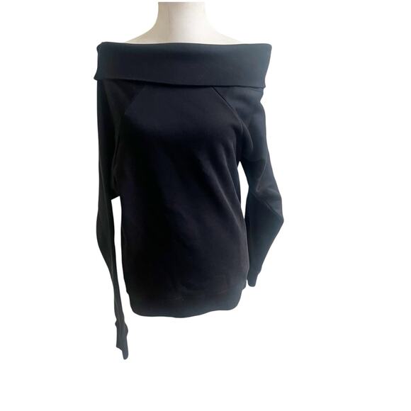 Marissa Webb So Relaxed Off The Shoulder Black Sweater Size XS Slouchy Arm - Picture 2 of 13